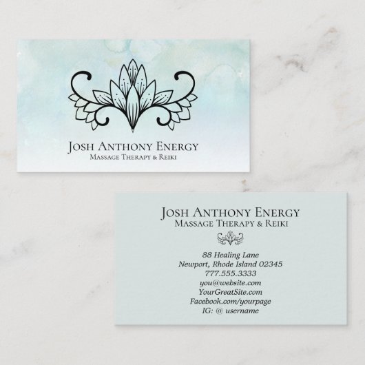 * Lotus Aqua Mint Pastel Nebula Galaxy Universe Visitekaartje (Voorkant / Achterkant)