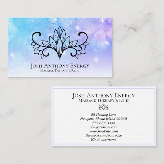 *~* Lotus Aqua Pink Pastel Nebula Galaxy Universe Visitekaartje (Voorkant / Achterkant)