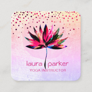 Lotus Aquarel Rainbow Yoga Massage Therapeut Vierkante Visitekaartje