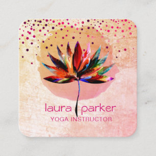 Lotus Aquarel Rainbow Yoga Massage Therapeut Vierkante Visitekaartje