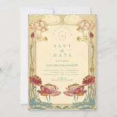 Lotus Art Nouveau Floral Wedding Save The Date (Voorkant)