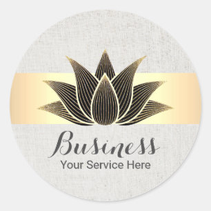 Lotus Black Gold Flower Yoga Massage Salon SPA Ronde Sticker