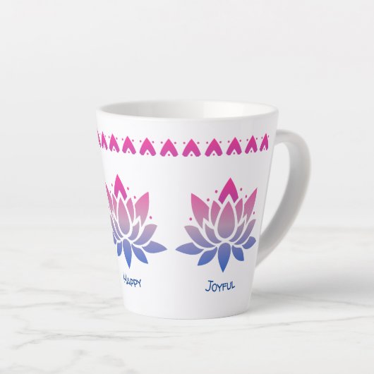 Lotus bloem aangepaste tekst latte mok (Rechterhoek)