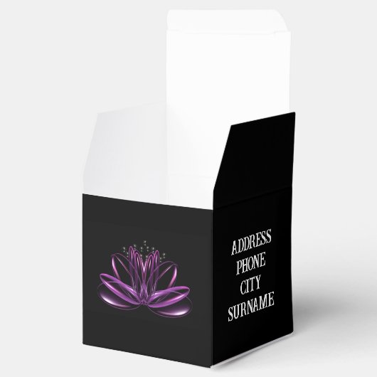 Lotus bloem azuur, achtergrond, gepersonaliseerd bedankdoosjes (Geopend)