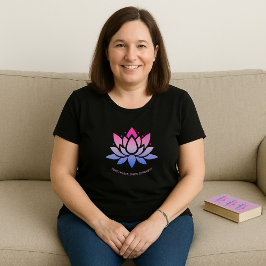 Lotus bloem blauw roze aangepaste tekst grote maat t-shirt