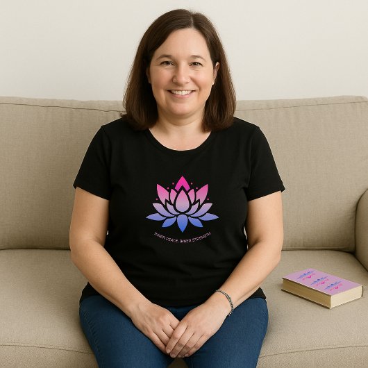 Lotus bloem blauw roze aangepaste tekst grote maat t-shirt