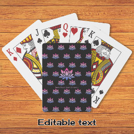 Lotus bloem blauw roze aangepaste tekst pokerkaarten