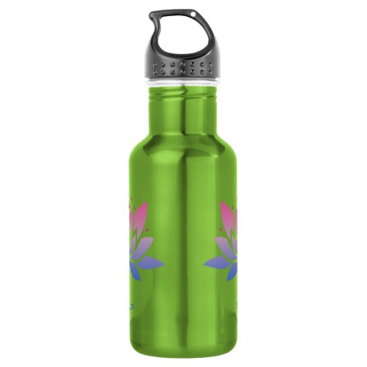 Lotus bloem blauw roze aangepaste tekst waterfles (Achterkant)