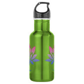 Lotus bloem blauw roze aangepaste tekst waterfles  (Voorkant)