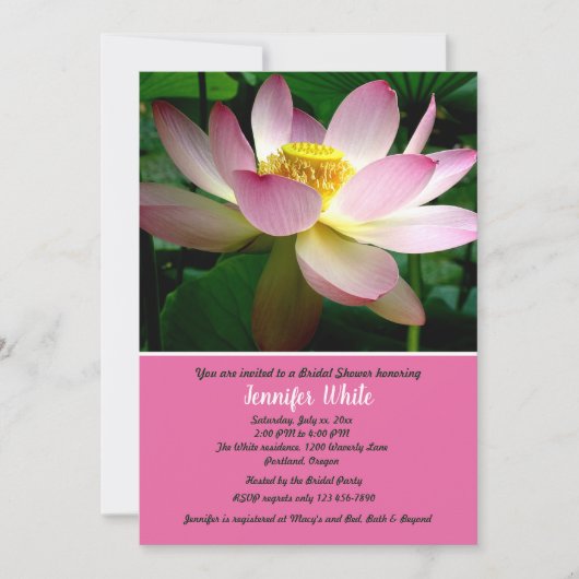 Lotus Bloem Bruids Douche Uitnodiging (Voorkant)