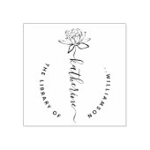 Lotus Bloem Elegante Script Naam Bibliotheek Ru Rubberstempel (Afrduk)