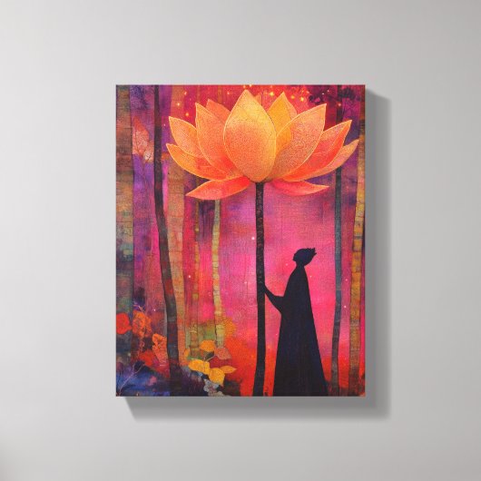 Lotus bloem en engelachtig canvas afdruk (Voorkant)