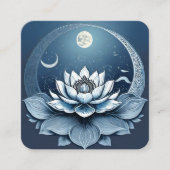 Lotus bloem en maan vierkante visitekaartje (Voorkant)