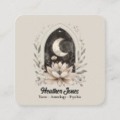 Lotus bloem en maan vierkante visitekaartje (Voorkant)