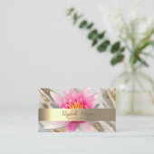 Lotus Bloem Goud Glitter Marmer Yoga Visitekaartje (Staand voorkant)