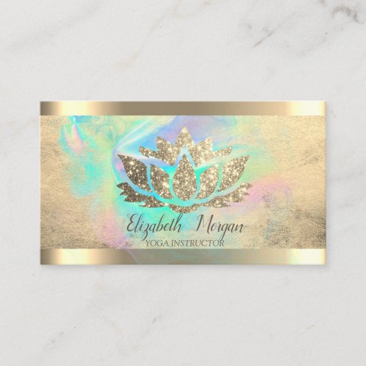 Lotus bloem gouden holografische inkt visitekaartje (Voorkant)