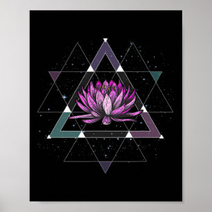 Lotus Bloem Heilige Geometrie Yoga Meditatie Spiri Poster