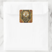 Lotus bloem Hindi bloemen bordeaux goud Indiaas Vierkante Sticker (Tas)