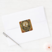 Lotus bloem Hindi bloemen bordeaux goud Indiaas Vierkante Sticker (Envelop)