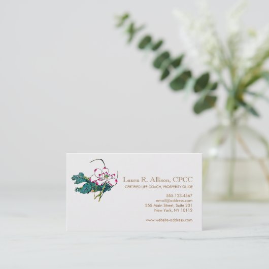 Lotus Bloem Holistische Gezondheidsadviseur Visitekaartje (Staand voorkant)