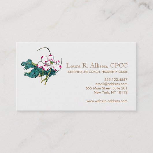 Lotus Bloem Holistische Gezondheidsadviseur Visitekaartje (Voorkant)