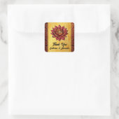 Lotus bloem indiaan dank u bordeaux goud vierkante sticker (Tas)