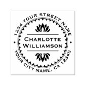 Lotus Bloem Klassieke Grens Cirkel Retouradres Zelfinktende Stempel (Design)