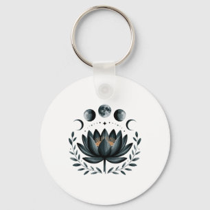 Lotus Bloem Maanfasen Zen Yoga Liefhebber Spiritue Sleutelhanger