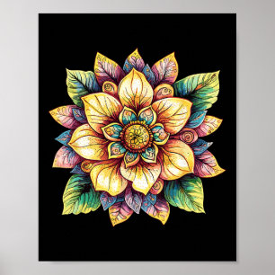 Lotus Bloem Mandala Boho Fantasie Poster