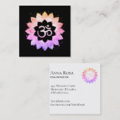 Lotus bloem Mandala Om Aum. Symbool Vierkante Visitekaartje (Voorkant / Achterkant)
