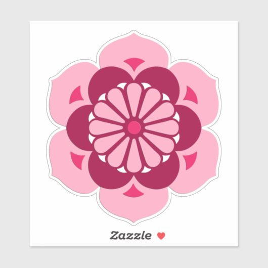 Lotus Bloem Mandala, Roze, Fuchsia en Bourgogne Sticker (Vel)