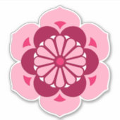 Lotus Bloem Mandala, Roze, Fuchsia en Bourgogne Sticker (Voorkant)
