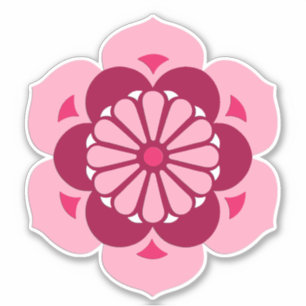 Lotus Bloem Mandala, Roze, Fuchsia en Bourgogne Sticker