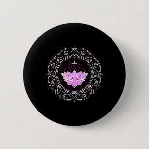 Lotus Bloem Mandala Yoga Lotus Ontwerp Lotus Bloem Ronde Button 5,7 Cm
