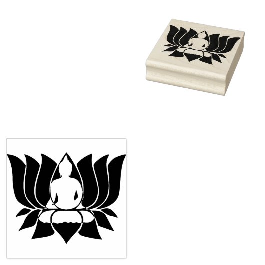 Lotus Bloem met Boeddha Rubberstempel (Gestempeld)