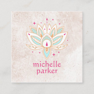 LOTUS BLOEM MET STERREN BOHO Yoga Holistic Coach Vierkante Visitekaartje