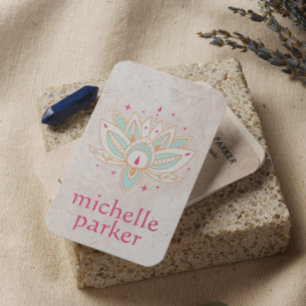 LOTUS BLOEM MET STERREN BOHO Yoga Holistic Coach Visitekaartje