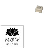 Lotus Bloem Monogram Trouwdag Rubberstempel (Gestempeld)