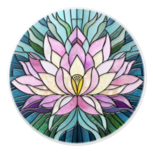 Lotus Bloem Mozaïek Kunst Keramische Knop (Voorkant)