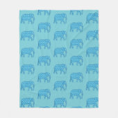 Lotus bloem olifant patroon, turquoise fleece deken (Voorkant)