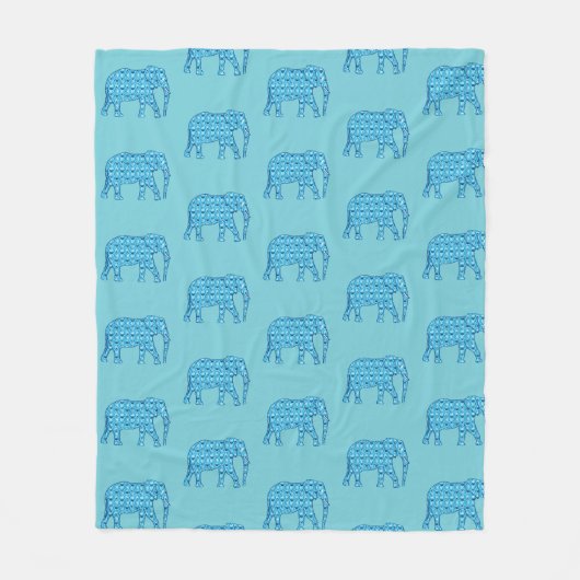 Lotus bloem olifant patroon, turquoise fleece deken (Voorkant)