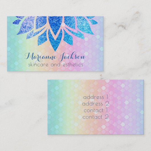 Lotus bloem op regenboog patroon huidverzorging visitekaartje (Voorkant / Achterkant)