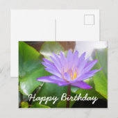 Lotus bloem paarse kleur met bladeren pad briefkaart (Voorkant / Achterkant)