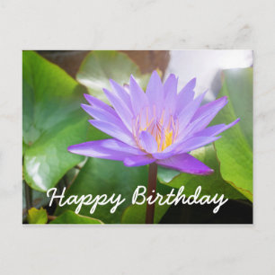 Lotus bloem paarse kleur met bladeren pad briefkaart