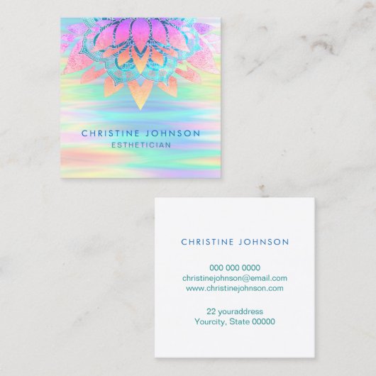 Lotus bloem pastel kleuren estheticus vierkante visitekaartje (Voorkant / Achterkant)