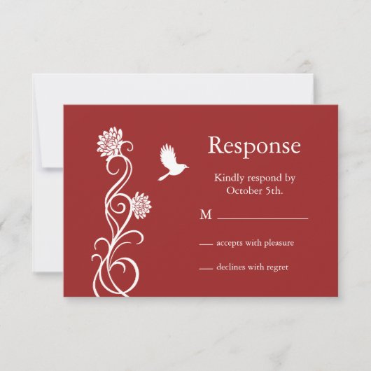 Lotus Bloem RSVP (rood) Kaartje (Voorkant)