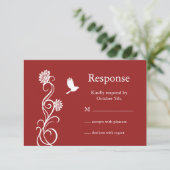 Lotus Bloem RSVP (rood) Kaartje (Staand voorkant)