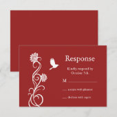 Lotus Bloem RSVP (rood) Kaartje (Voorkant / Achterkant)