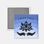 Lotus bloem rustige silhouet koele blues magneet (Voorkant / Achterkant)