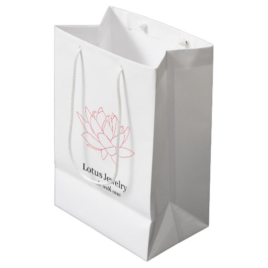 Lotus bloem sieraden juwelier bloemenlogo gebrandm medium cadeauzakje (Voorkant Gekanteld)